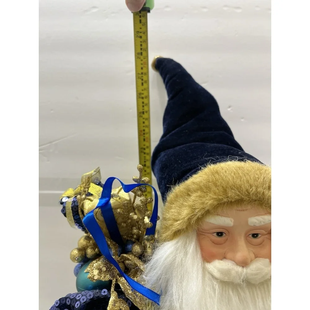 Blue & Gold Santa Figure Standing Large 28x12